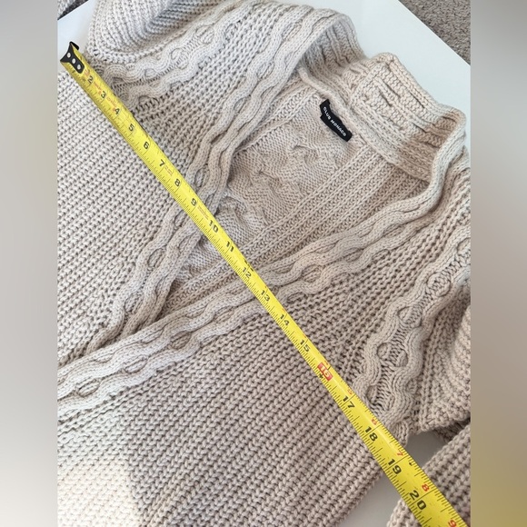 Club Monaco Chunky Cardigan Sweater Open Front Asymmetric Sz M Fisherman Oatmeal - Picture 14 of 16